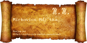 Mirkovics Mátka névjegykártya